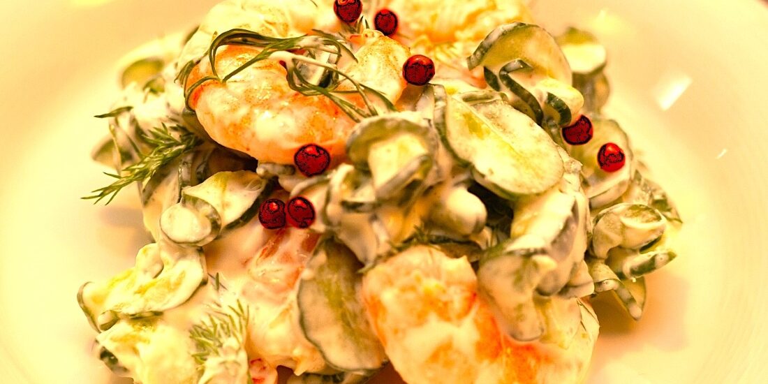 海老と胡瓜とディルのクリームチーズソースサラダのトップ画像